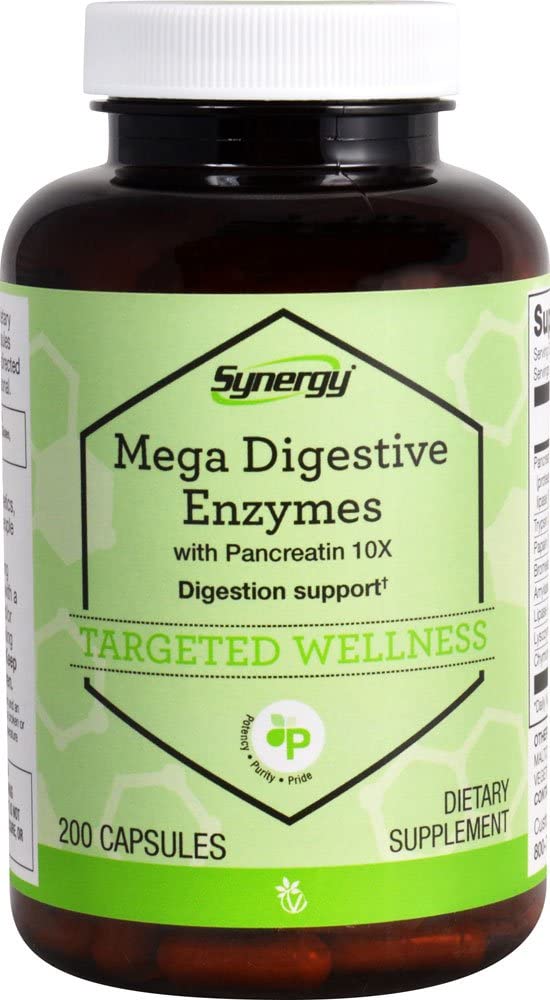 Vitacost Synergy Mega fordøjelsesenzymer med pancreatin 10X -- 200 kapsler