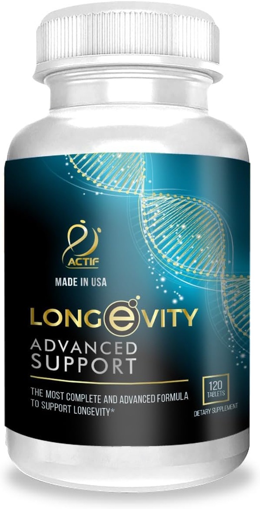 Actif Longevity Advanced Support med 20 Faktorer - Non-GMO, 2 Måned Supply, Made in USA