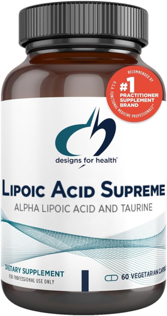 Designs for Health Lipoic Acid Supreme - 300mg Alpha Lipoic Acid with Taurine - Vegan, Non- GMO ALA supplement (60 kapsler)