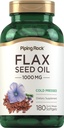 Piping Rock Flaxseed Oil 1000mg Softgel Kapsler Note 124; 180 Greve Note 124; Cold Pressed Supplements 124; Non- GMO, Gluten Free
