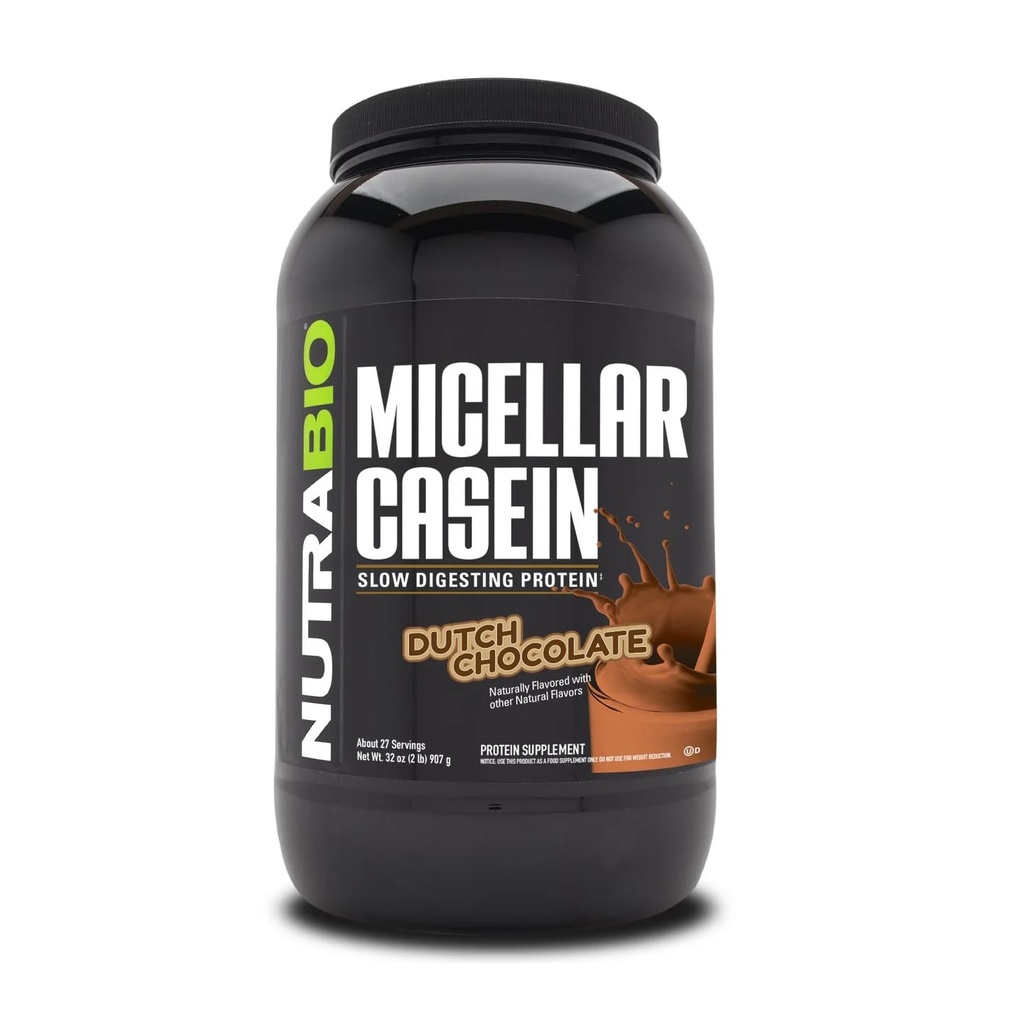 NutraBio Casein Protein Powder, Micellar Casien Powder, 25g Slow Digesting Protein, Hjælper holde dig fuld, Overnight Muscle Recovery & Growth, BCAA & EAA, Gluten Free, Soy Free, 2lb Chokolade