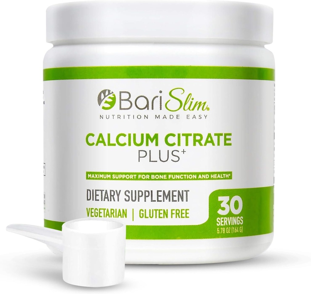 BariSlim Bariatric Calcium Citrate Plus Powder - Formulated for Patients After Weight Loss Surgery - Maximum Support for Bone Function and Health - Easy Digestion and Absorption | 600 mg (30 Servings)