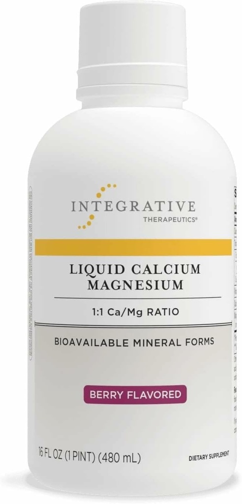Integrative Therapeutics Liquid Calcium Magnesium - Liquid Supplement That Supports Bone Health* - Includes Vitamin D3 & a Magnesium Complex - Gluten-Free & Dairy-Free - Berry, 16 oz (32 Servings)