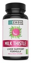 Zhou Milk Thistle - Lever Health Supplement, Silymarin Milk Thistle ekstrakt & pulver til mænd & kvinder, Urte Cleanse Support, Metabolic Health - 60 vegetariske kapsler