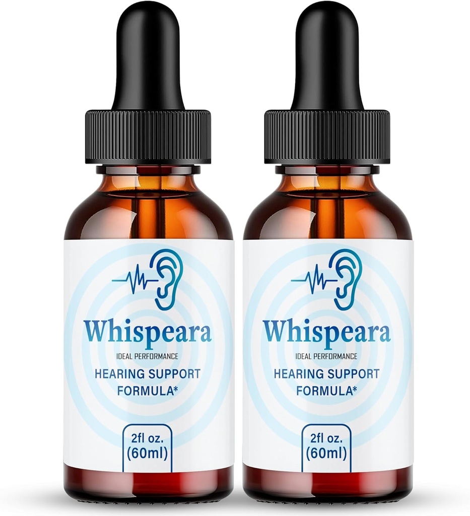 Whispeara Tinnitus Relief for Ringende Øre Drops, Ring Clear Tinnitus Liquid Drops, Maksimal styrke, Avanceret formel hørelse supplement, Øre Ringing Tinnitus, Whispeara Anmeldelser (2 Pack)