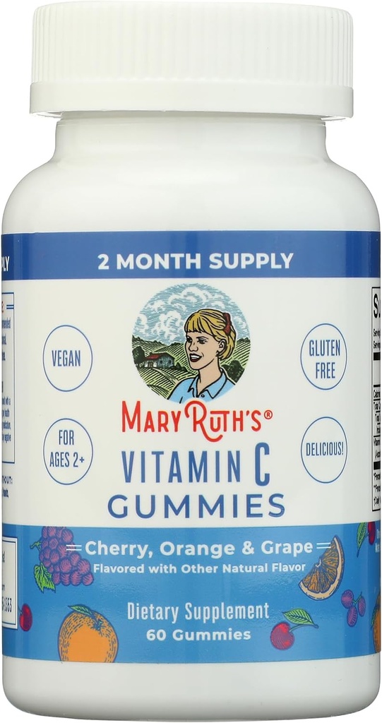 MaryRuth Organics Vitamin C Gummies • 124; supplement til immunforsvar & Samlet sundhed • 124; immunstøtte Supplement • 124; vitamin C for voksne & børn • 124; Vegan • 124; Non- GMO • 124; 60 Servering