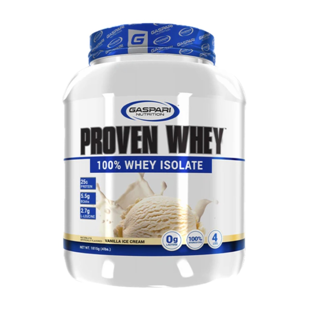 Gaspari Nutrition Proven Whey, 100% Hydrolyzed Whey Isolate, High Protein, Lactose Free, Low Carbohydrat and Low Sugar (4lb, Vanilla Ice Cream)