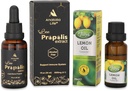 Organic Propolis Extract 30ml & 100% Natural Pure Lemon Essential Oil 20ml; Propolis Alkohol- Free, immunsystem Support Medical 124; DIY, Candle Making for Diffuser
