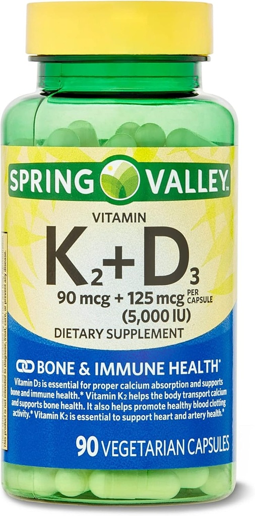 abseits Vitamin K2 (90mcg) + D3 (125mcg) 90 Grev Vegetarisk Capsule