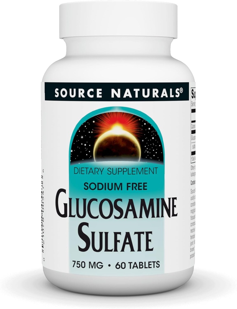 Source Naturals Glucosamine Sulfate, Sodium- Free 750 mg for fælles støtte - 60 tabletter