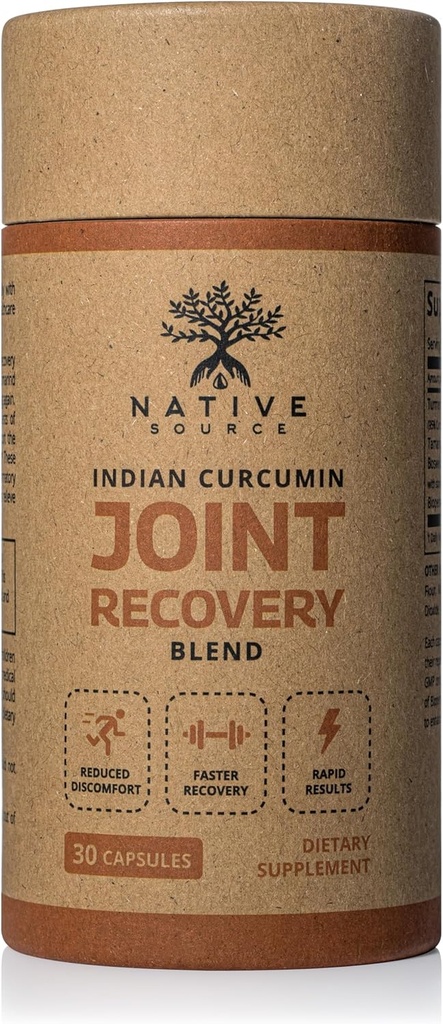 Indian Curcumin: Joint Recovery | Turmeric, Tamarind Seeds, Boswellia and Black Pepper Extracts | Biodegradable BPA-Free Bottle | 30 Capsules | MAHA | Dietary Supplement