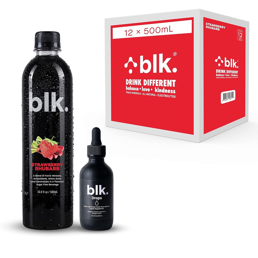 12ct Jordbær Rabarber og 1ct koncentreret blk. Drops og biotilgængelige Fulvic & Humanic Acid Over 77 Trace Minerals Hjælper med at reparere og gendanne celler og essentielle mineraler i din krop