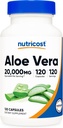 Nutricost Aloe Vera 20,000mg, 120 kapsler - Gluten Free, Non- GMO, Vegetarisk Friendly (100mg af 200: 1 ekstrakt)