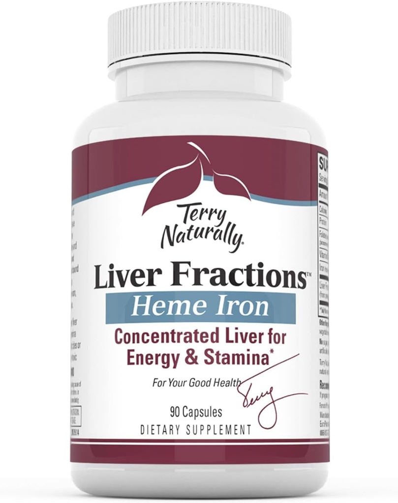 Terry naturligt lever fraktioner - Endurance & Energy Support med Gentle Jern - Kosttilskud Understøtter sund rød blodcelle Dannelse - Jern supplement til leversundhed - 90 kapsler