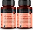 pureclinica Inflammease Ultra Complete (Resveratrol, Ingefær, ALA, Spirulina, Curcumin- 5 Kosttilskud i én) 1305mg x 180 Tablets - 2 flasker af 90 Tablets - 6 Months Supply!