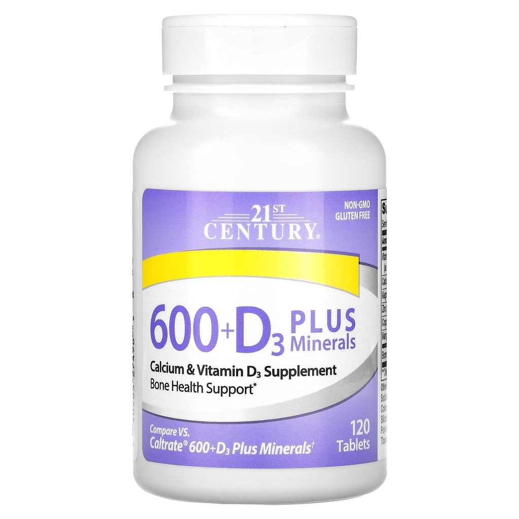 21. århundrede Calcium 600 Plus D Plus mineral kapsler, 120Count (27498)