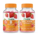 Lifeable B Complex + Collagen & C-vitamin, Gummies Bundle - Great Tasting, Vitamin supplement, Gluten Free, GMO fri, Chewable Gummy
