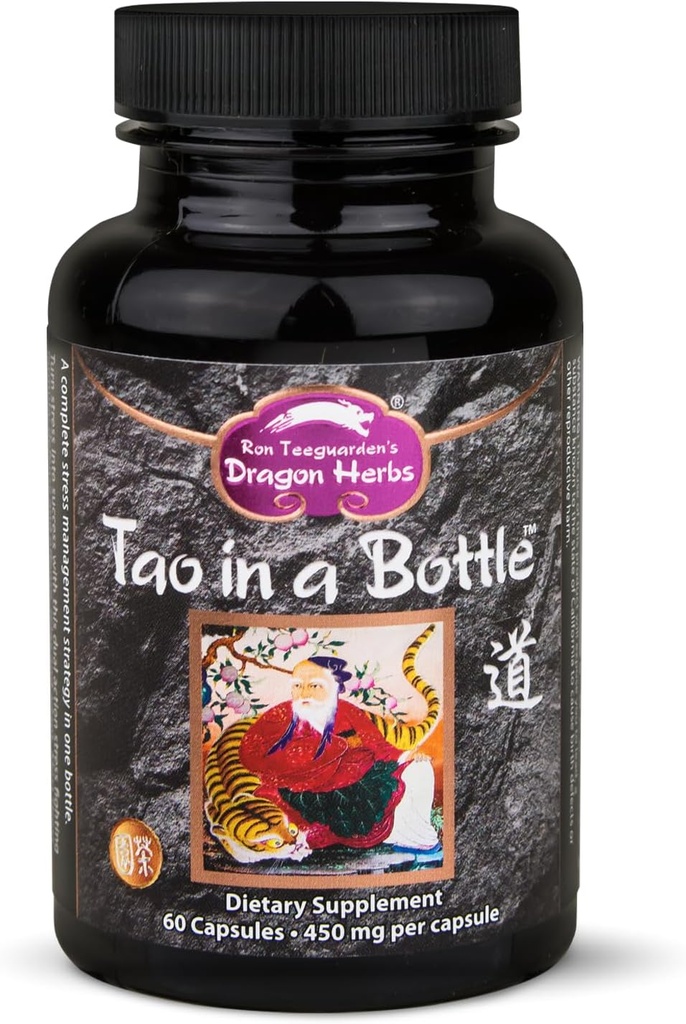 Drageurter - Tao i en flaske kapsler Budding124; Urteformel tillæg til støtte Stress, Mood, Focus, Adaptabilitet, (60 kapsler, 450 mg hver)