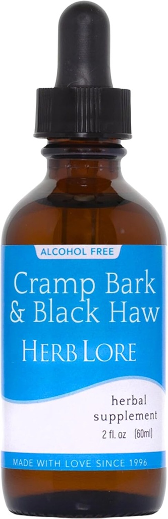 Herb Lore Cramp Bark & Black Haw Tincture – Alcohol Free Liquid Herbal Menstrual Cramp Supplement Drops for Period Cramps, Muscle Tension & Uterine Support (2 fl oz)