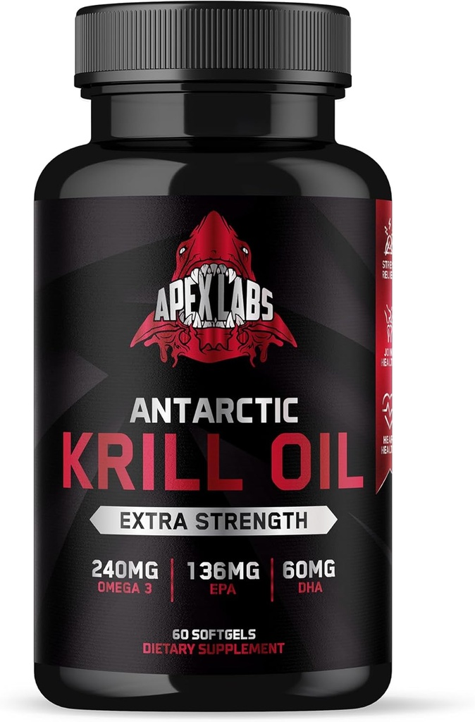 Antarktiske krill Oil 1000 mg med Omega- 3s EPA, DHA, Astaxanthin og Phospholipider 60 Softgels