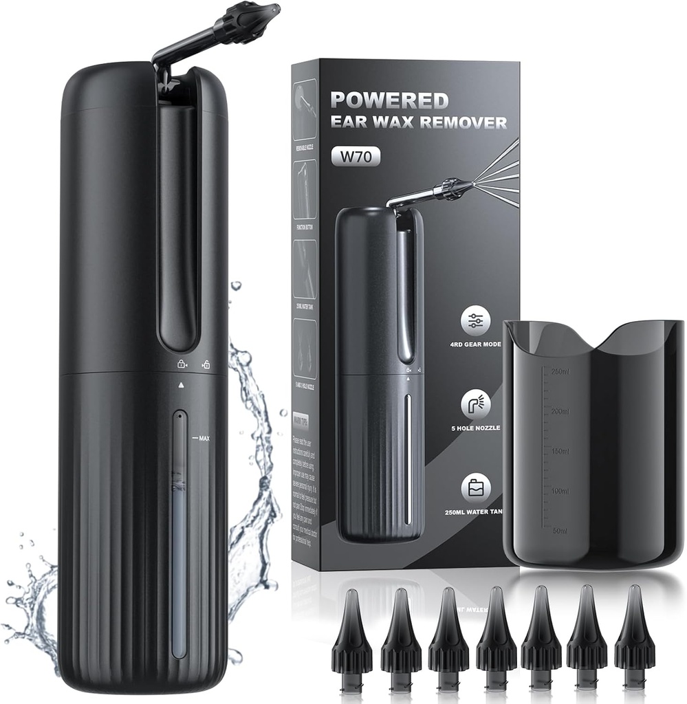 Ear Wax Removal - Electric Ear Cleaner - Vand drevet Ear Cleaner med 4 vand tryk Rengøring Modes - Sikker og effektiv Ear Wax Removal Tool - Vand resistent USB Genopladelig