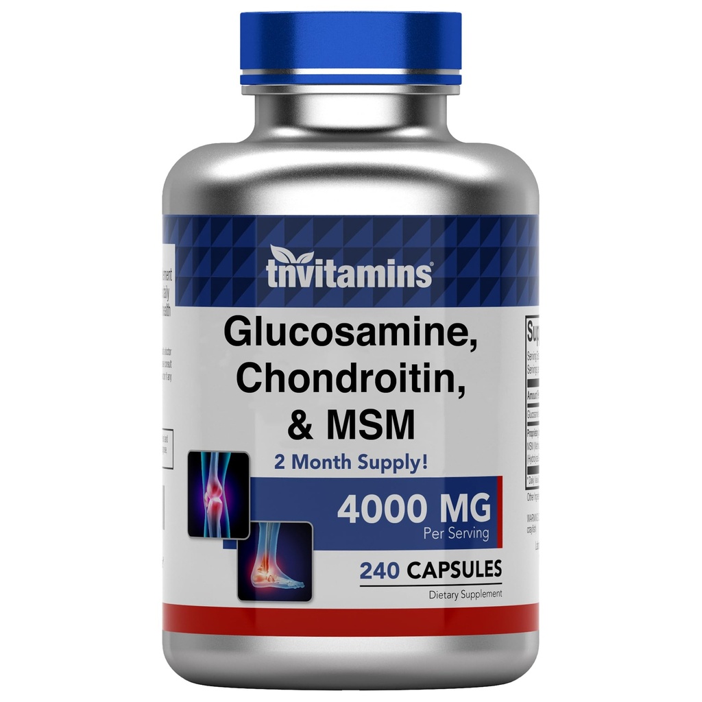 tnvitamins Glucosamin, Chondroitin, & MSM (4000 MG - 240 kapsler) for mænd og kvinder