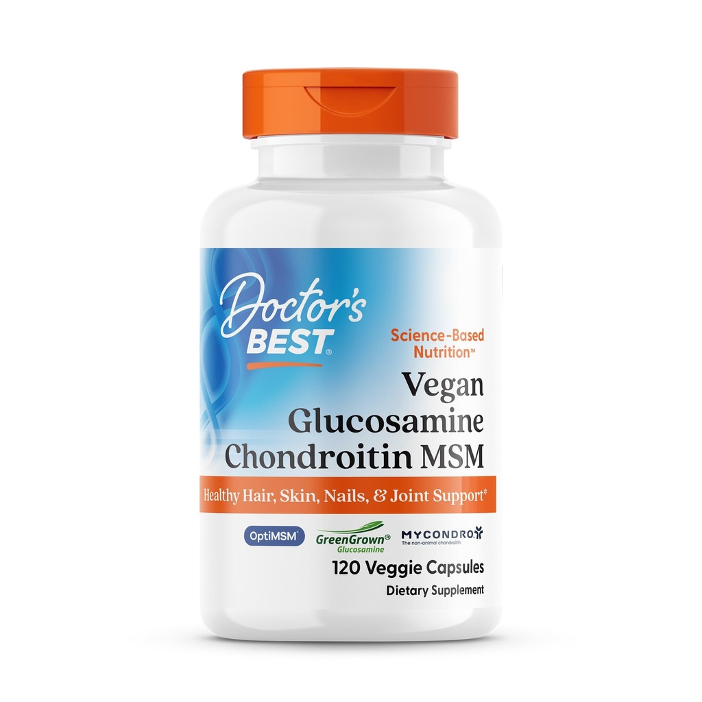Læger Best Vegan Glucosamin Chondroitin MSM, Sund Hår, Hud, Nails, & fælles støtte, Non- GMO, Gluten Free, Soy Free, Vegan 120 Veggie Capsules