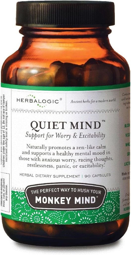 Herbalogisk - stille sind Herb kapsler - Non-Sedating, fremmer en følelse af Zen- Like Calm - Eases Worry - Baseret på den traditionelle kinesiske formel GUI Pi Tang - 90 Cap Count