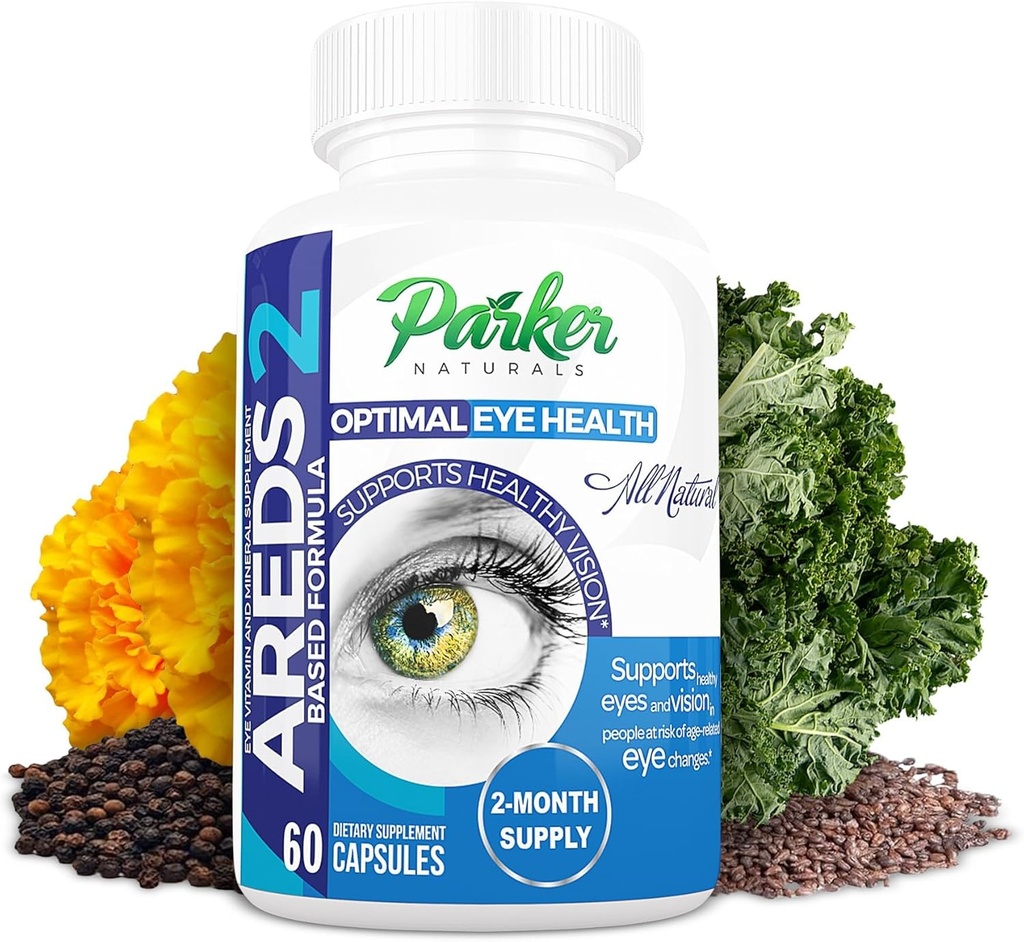 Parker Naturals Optimal Eye Health Vitamin & Mineral supplement, Øjentilskud & Vitamin til C-vitamin & E, Lutein & Zeaxanthin Kosttilskud, 60 Caps