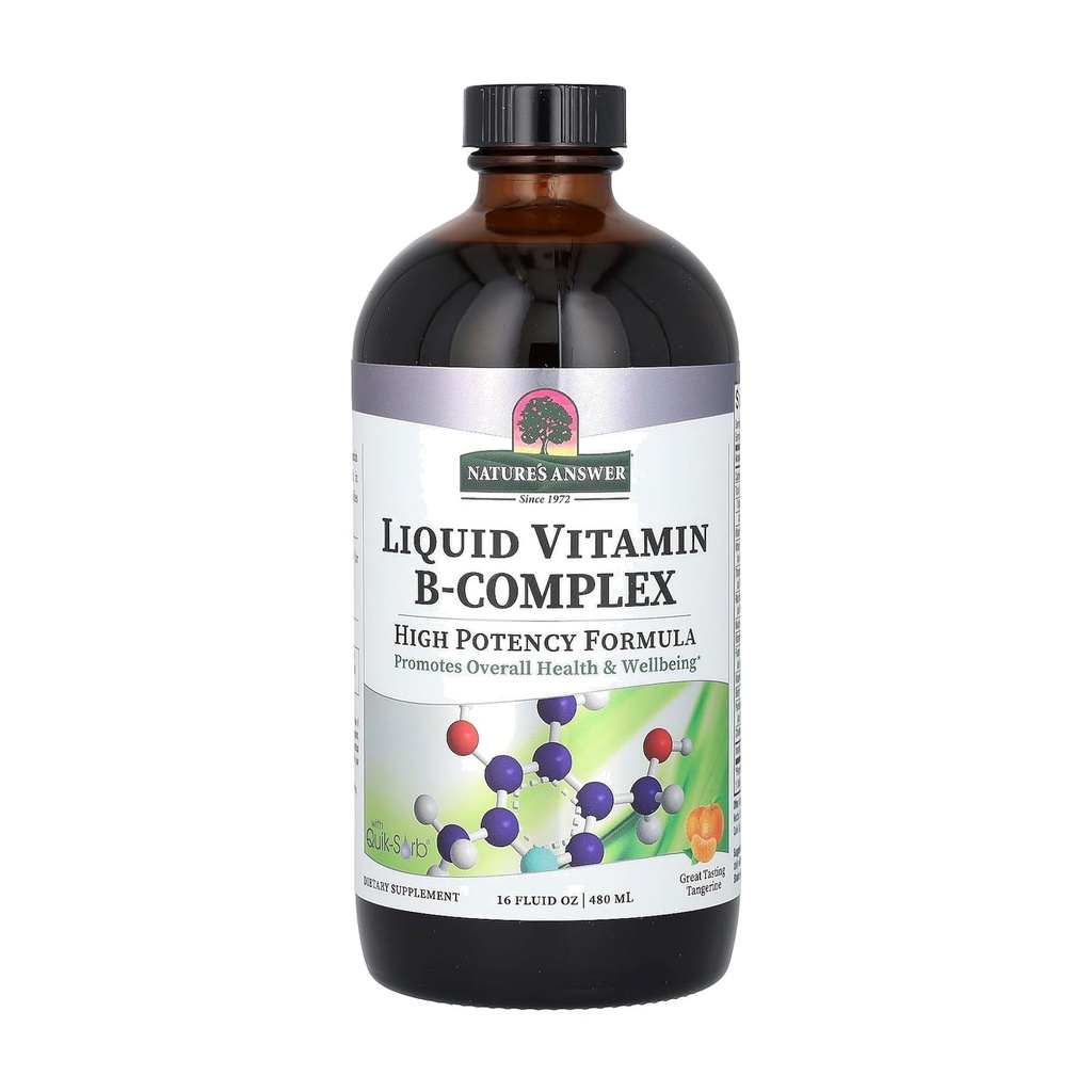 Naturens svar flydende vitamin B- complex understøtter sunde energiniveauer ekskl. 124; fremmer sund nerve funktion = 124; All- Natural Tangerine Flavor = 124; Gluten- Free & Benzoate- Free 16oz