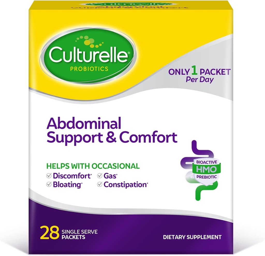 Culturelle Abdominal Support & Comfort, Daily Proactive Approach to Promote Gut Health *, Hjælper med lejlighedsvis abdominal problemer, Bloating, og Gas - 28 Greve (Pack of 1)
