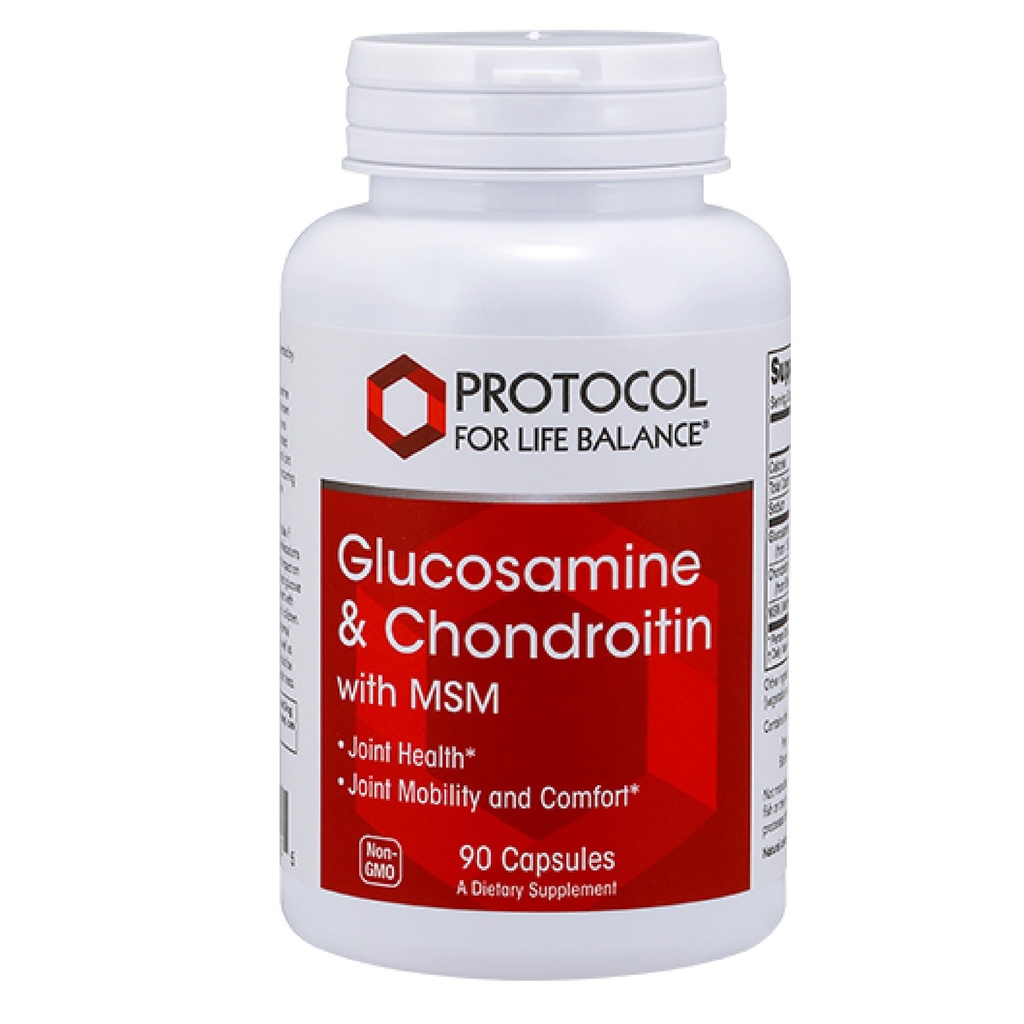 Protocol Glucosamin & Chondroitin with MSM - Joint Support * - Chondroitin MSM Supplement - Non-GMO & Dairy Free - 90 Veg Caps