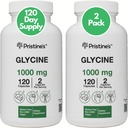 PRISTINE 'S Glycin (2 Pack) 1000MG Amino Acid Sleep Support Kapsler - 120 Day Supply - Muscle Recovery, Collagen & Nyre Support Supplement - Vegan, Ikke GMO, Gluten Free