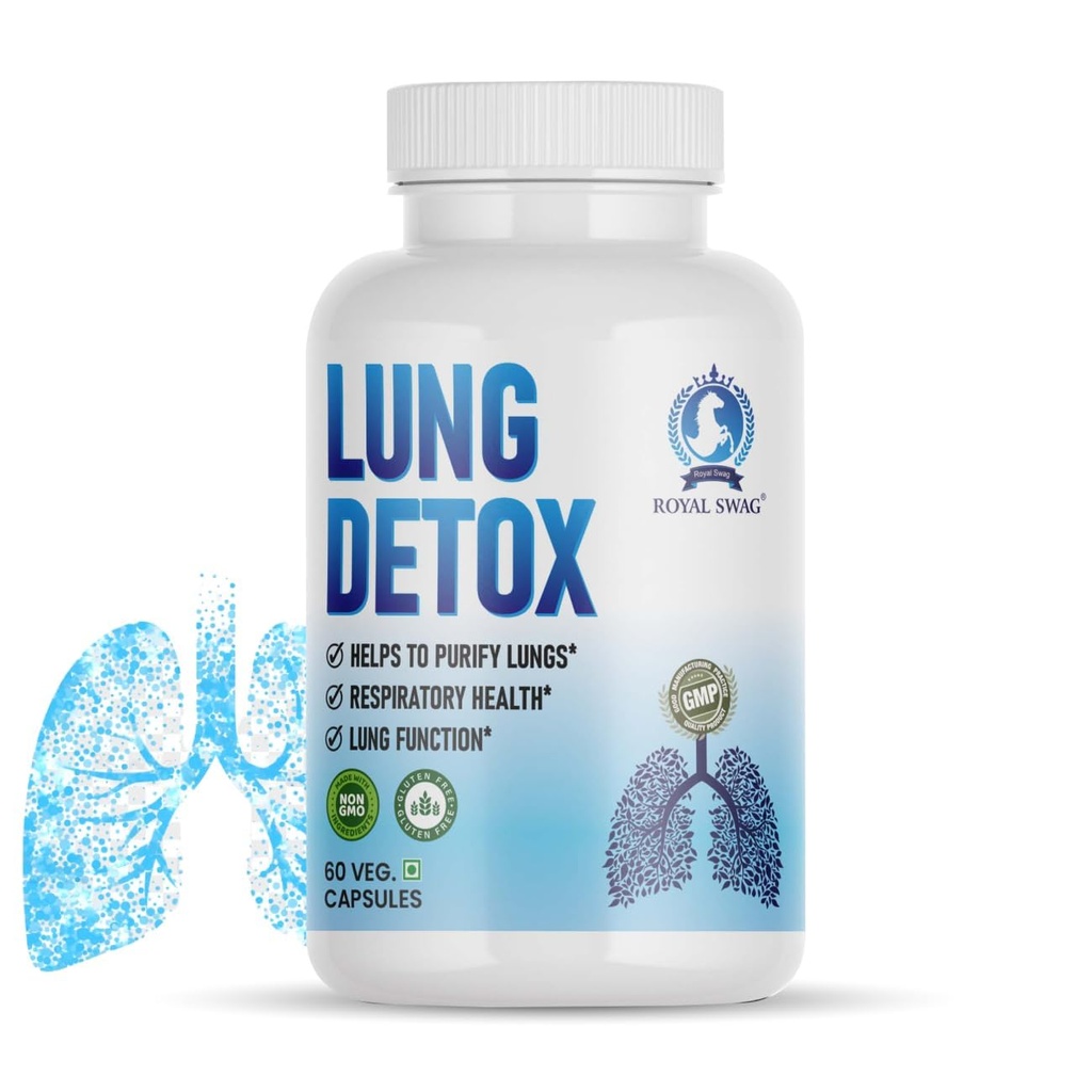 ROYAL SWAG Lung Cleanse and Detox Capsule- Natural Respiratory Support for Rygere & Non- Smokers Support Lung Sundhed og afgiftning 60 Capsule