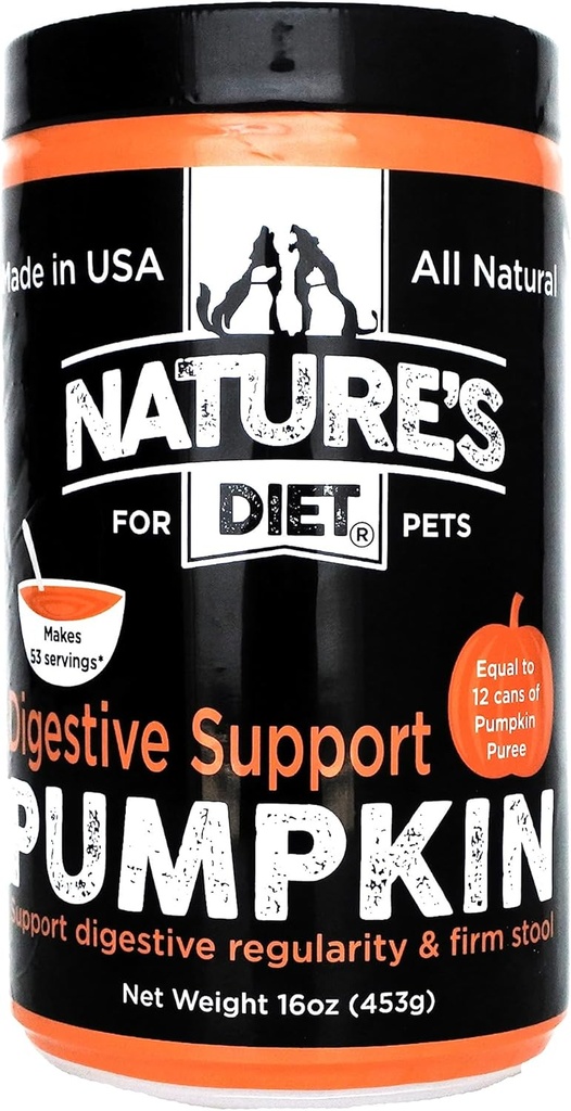 Naturens kost Pet Tørret græskar pulver fordøjelig støtte Naturfibre til Firm Afføring, Regularitet (16 oz = 53 Servering)