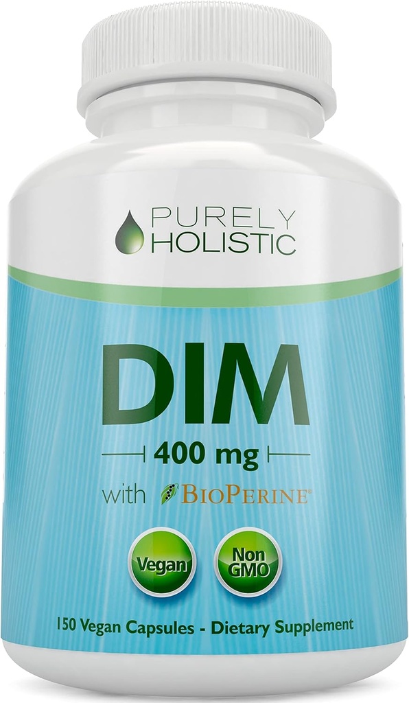 DIM supplement 400mg Plus Bioperine - 150 Vegankapsler - 5 måneders forsyning - Hormonbalance for kvinder & mænd - høj styrke diindolylmethan