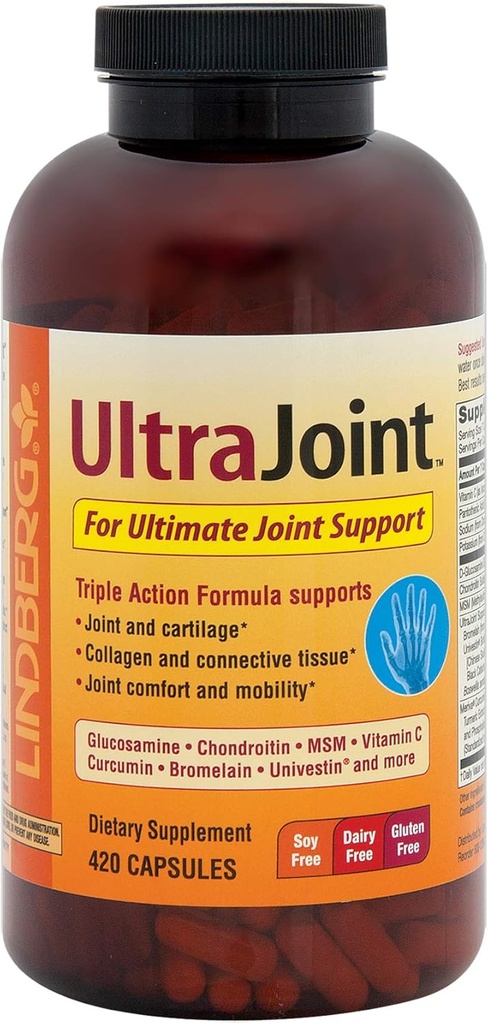 Ultra Joint Supplement- 124; 420 Kapsler - 124; Triple Action Formel - 124; Ikke GMO, Gluten Free - 124; Af Lindberg