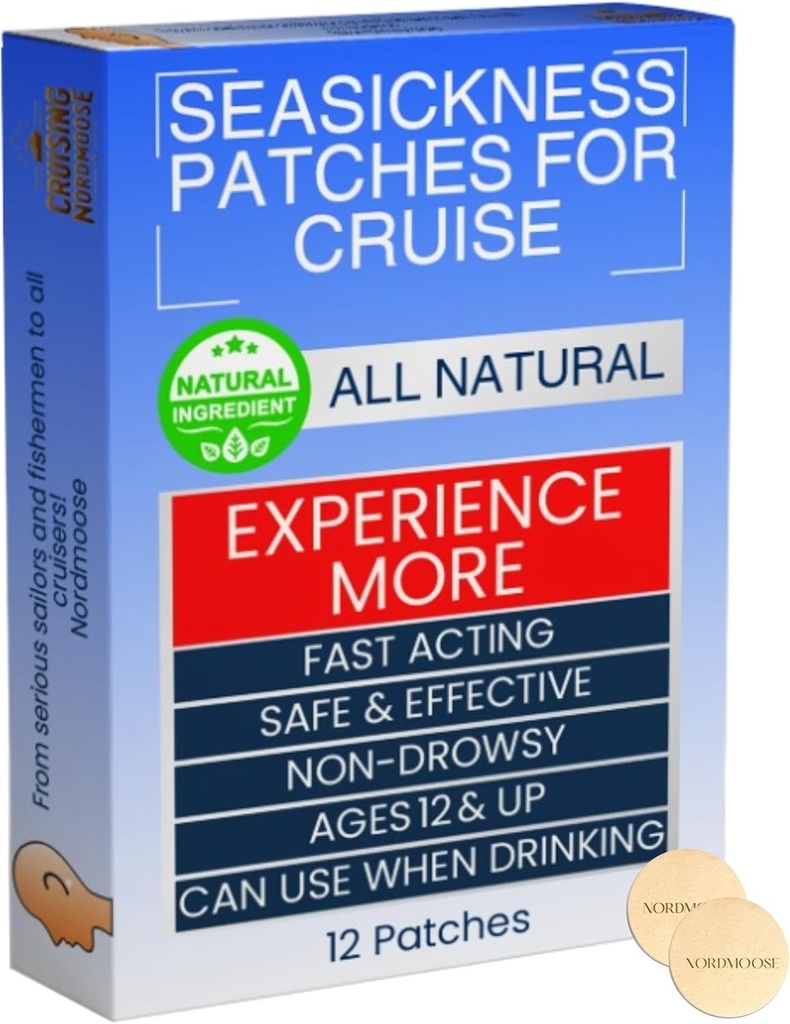 Sea Syge Patches for Cruise - Alle naturlige bevægelse Sygdom Relief for Cruise - Ikke Drowsy Bag Øre Søfart Løsning for Cruise