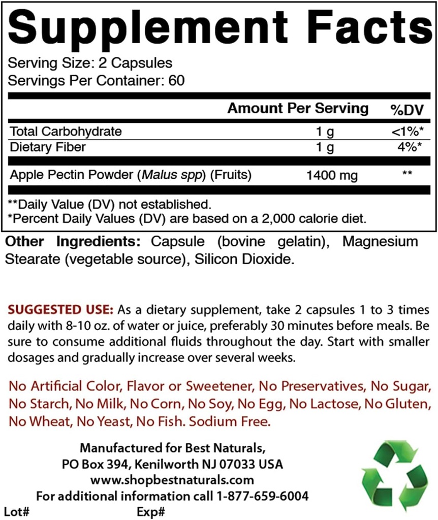 Bedste Naturals Apple Pectin 700 mg & Selenium 200 mcg