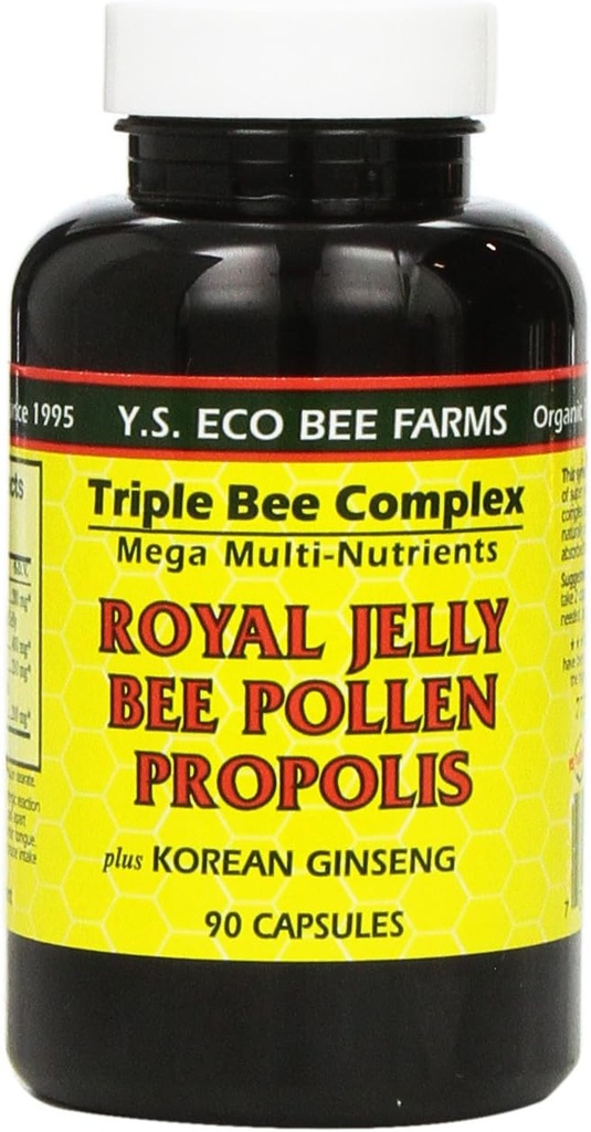 YS Organic Farms: Royal Jelly Bee Pollen Propolis w / Ginseng 90 læ