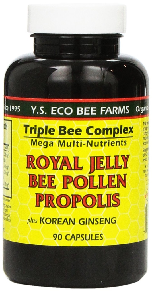 YS Organic Farms: Royal Jelly Bee Pollen Propolis w / Ginseng 90 læ