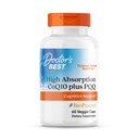 Doctor 's Best High Absorption CoQ10 Plus PQQ, Kognitiv Support, USP Verified, Naturlig Fermenteret CoQ10, Non- GMO, Gluten Free, Soy Free, Vegan 60 Veggie Caps