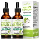 2 Pack Soursop Graviola Liquid Drops - 2000mg Pure Soursop Extract Blandet med 300mg Sea Moss & 100mg Elderberry - Kraftfuld Cell Support, Antioxidant- Rich, Immunie- Boosting - 4 Fl Oz (120ml) Flaske