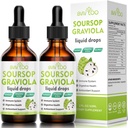 2 Pack Soursop Graviola Liquid Drops - 2000mg Pure Soursop Extract Blandet med 300mg Sea Moss & 100mg Elderberry - Kraftfuld Cell Support, Antioxidant- Rich, Immunie- Boosting - 4 Fl Oz (120ml) Flaske