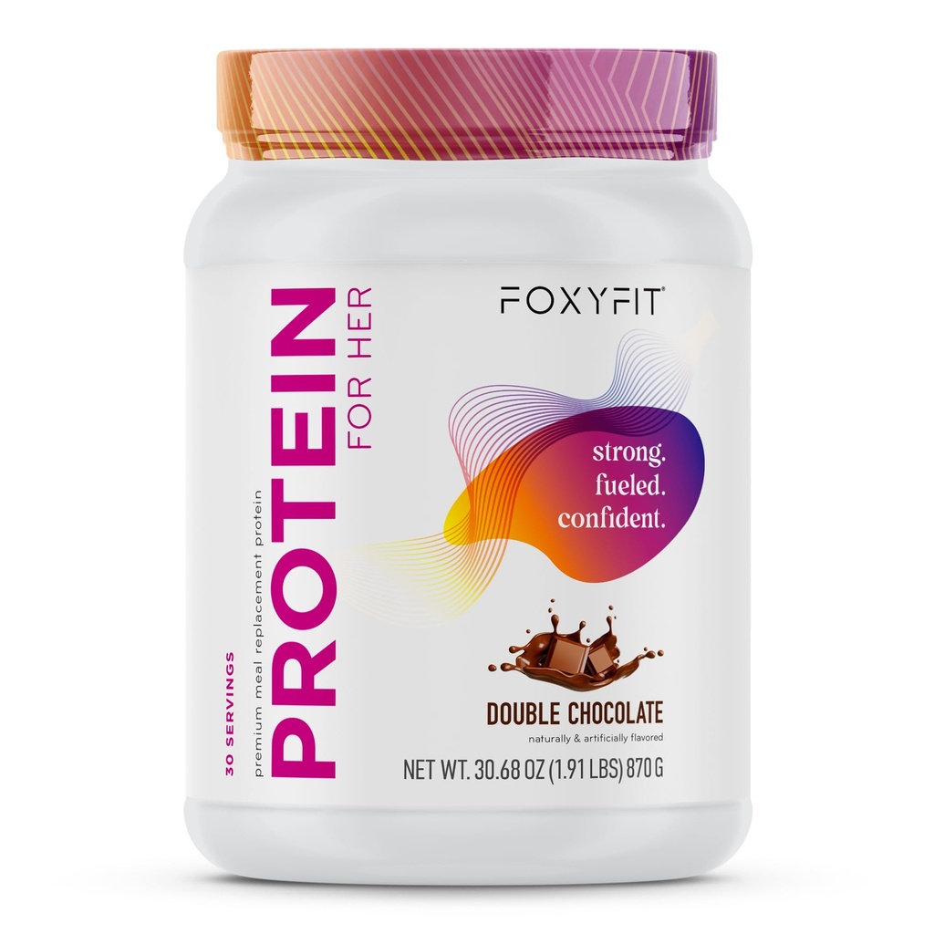 FoxyFit Protein til hende, Double Chocolate Whey Protein Powder med CLA og Biotin til en sund glød (1,85 lbs)