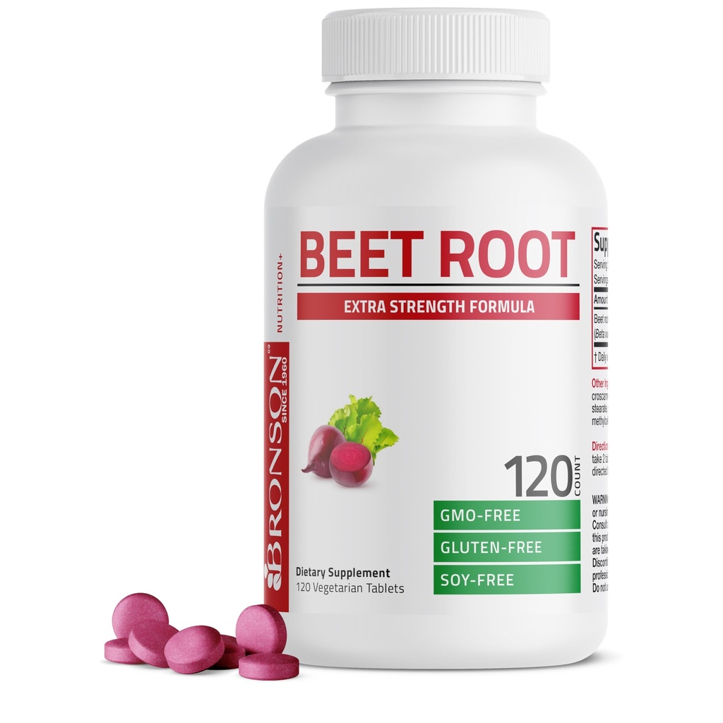 Bronson Beet Root Extra Strength, Non- GMO, 120 Vegetariske tabletter