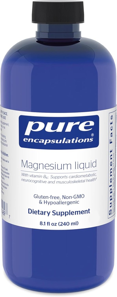 Pure indkapslinger Magnesium Væskeindhold 124; Hypoallergen Kombination til støtte for muskuloskeletale og cardiometabolske sundhed