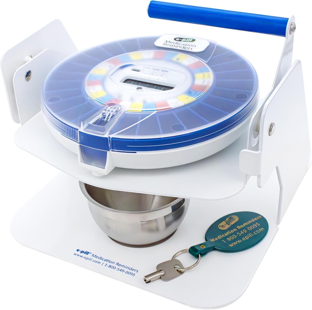 e- Pill MedTime Station Pro - Avanceret låst automatisk Pill Dispenser - Clear Lid