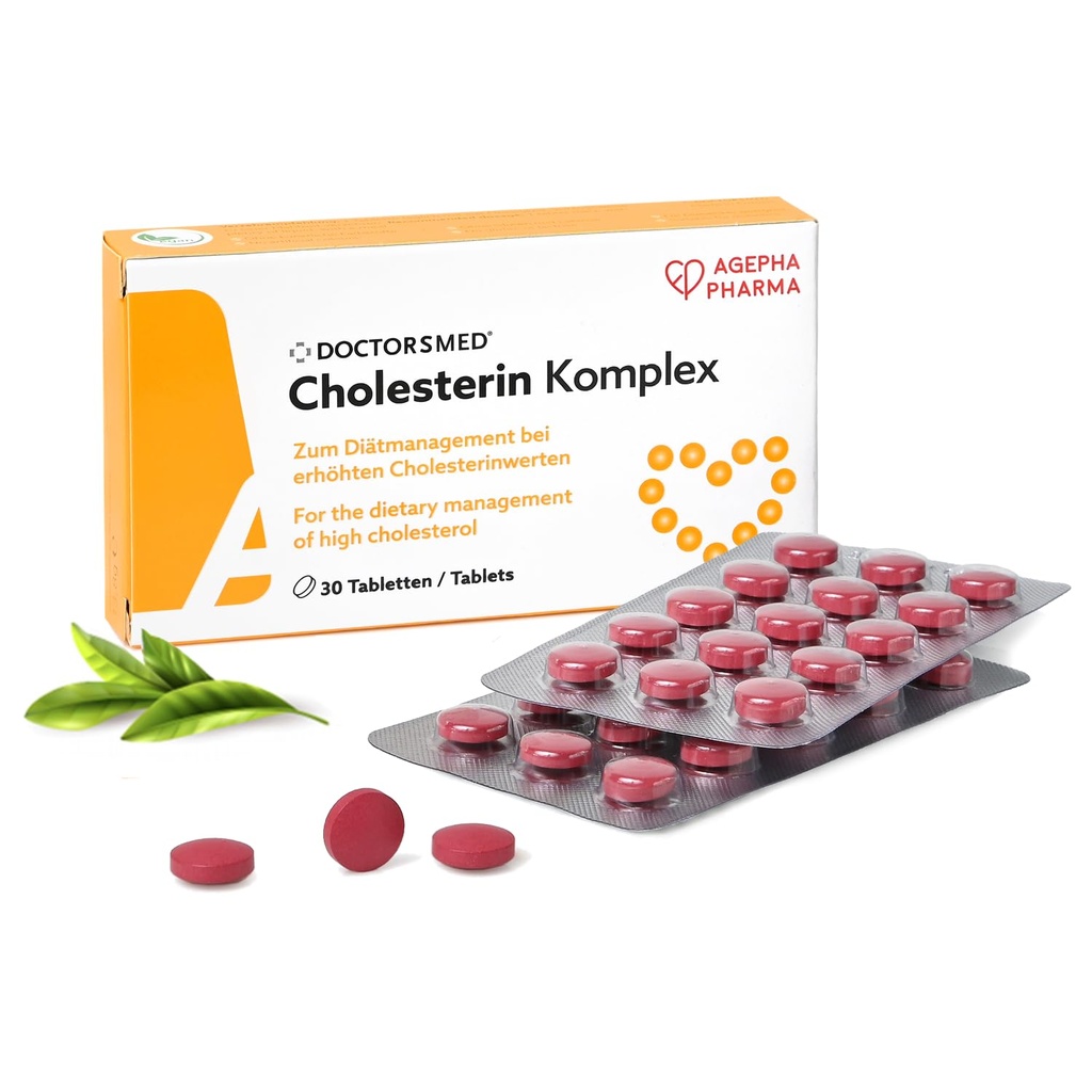 Cholesterin Komplex: 124; 30 Vegan tabletter: 124; Supplement til at vedligeholde Cholesterol Nivels: 124; Red Yeast Rice: Extract with Monacolin K: 124; Gluten- Free, Lactose- Free: 124; Fremstillet i Europa