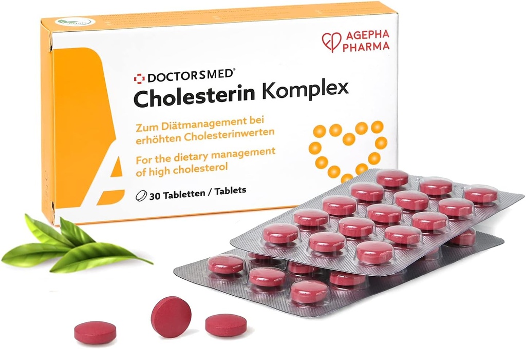 Cholesterin Komplex: 124; 30 Vegan tabletter: 124; Supplement til at vedligeholde Cholesterol Nivels: 124; Red Yeast Rice: Extract with Monacolin K: 124; Gluten- Free, Lactose- Free: 124; Fremstillet i Europa